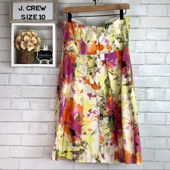 J. Crew | Strapless Floral Dress - Picture 4 of 4